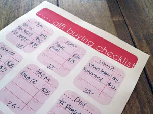 Free printable gift buying checklist
